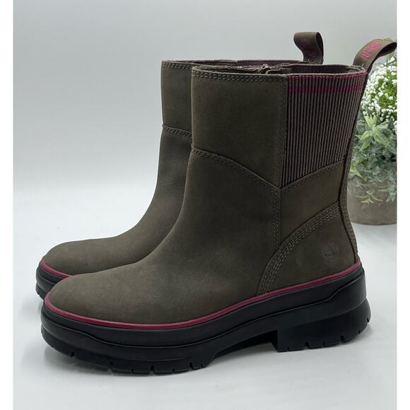 Timberland Women's Malynn‎ Side Zip Boots Leather Waterproof Olive Color Sz 6.5 - Picture 6 of 16